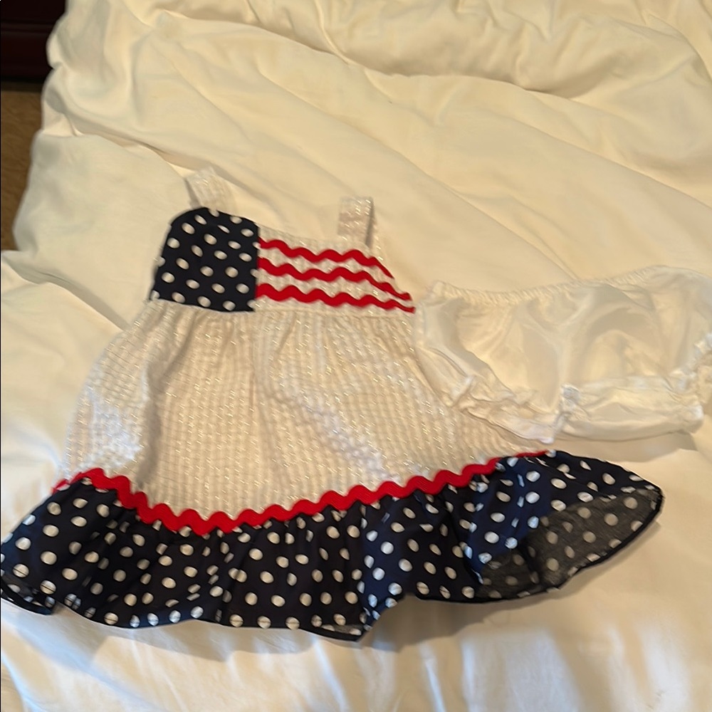 Sweet Heart Rose Polka Dot Dress - Red, White, and Blue